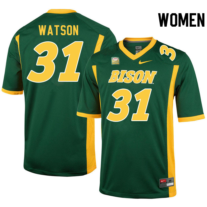 Women #31 Kelly Watson North Dakota State Bison College Football Jerseys Stitched-Green